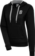 ANTIGUA Women's Antigua  Black Detroit Tigers Brushed Metallic Victory Pullover Hoodie
