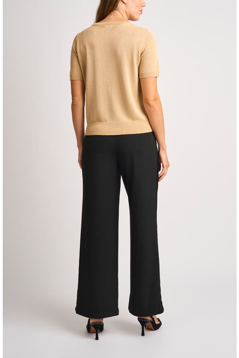 Metallic Short Sleeve Knit Top, Alternate, color, WARM TRUFFLE LUREX