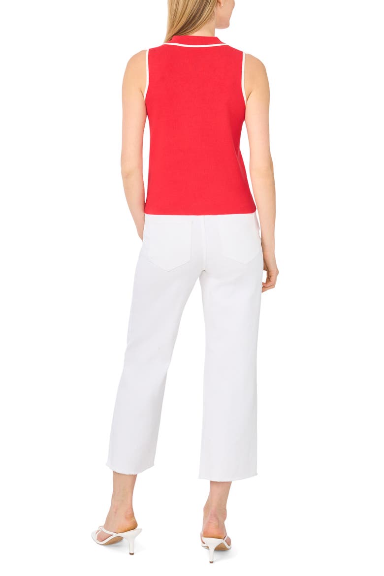 Piped Sleeveless Polo, Alternate, color, ROMA RED