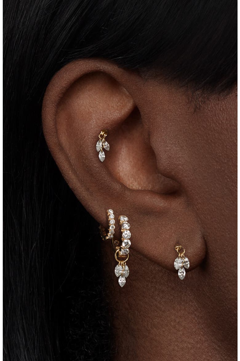 Invisible Set Diamond Single Clicker Hoop Earring, Alternate, color, 18K ROSE GOLD/ DIAMOND