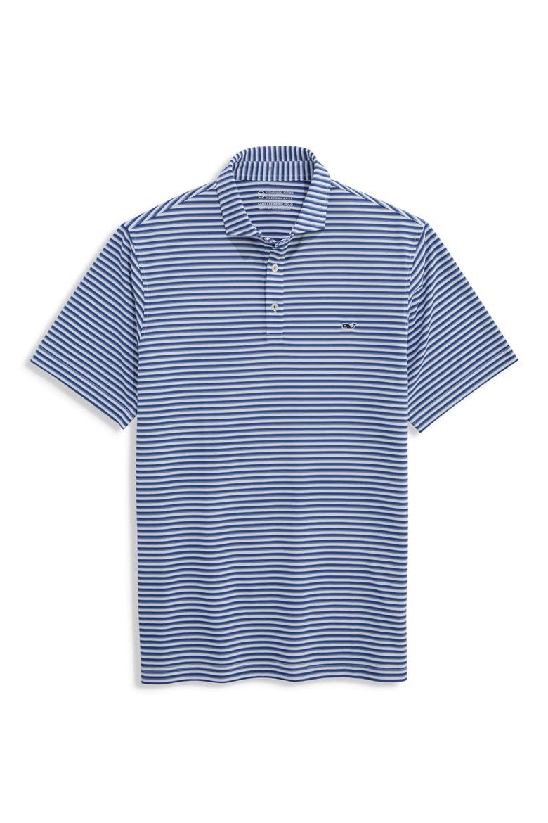 Sankaty Stripe Performance Piqué Polo, Main, color, WHITE/ MOON/ SUMMER EV