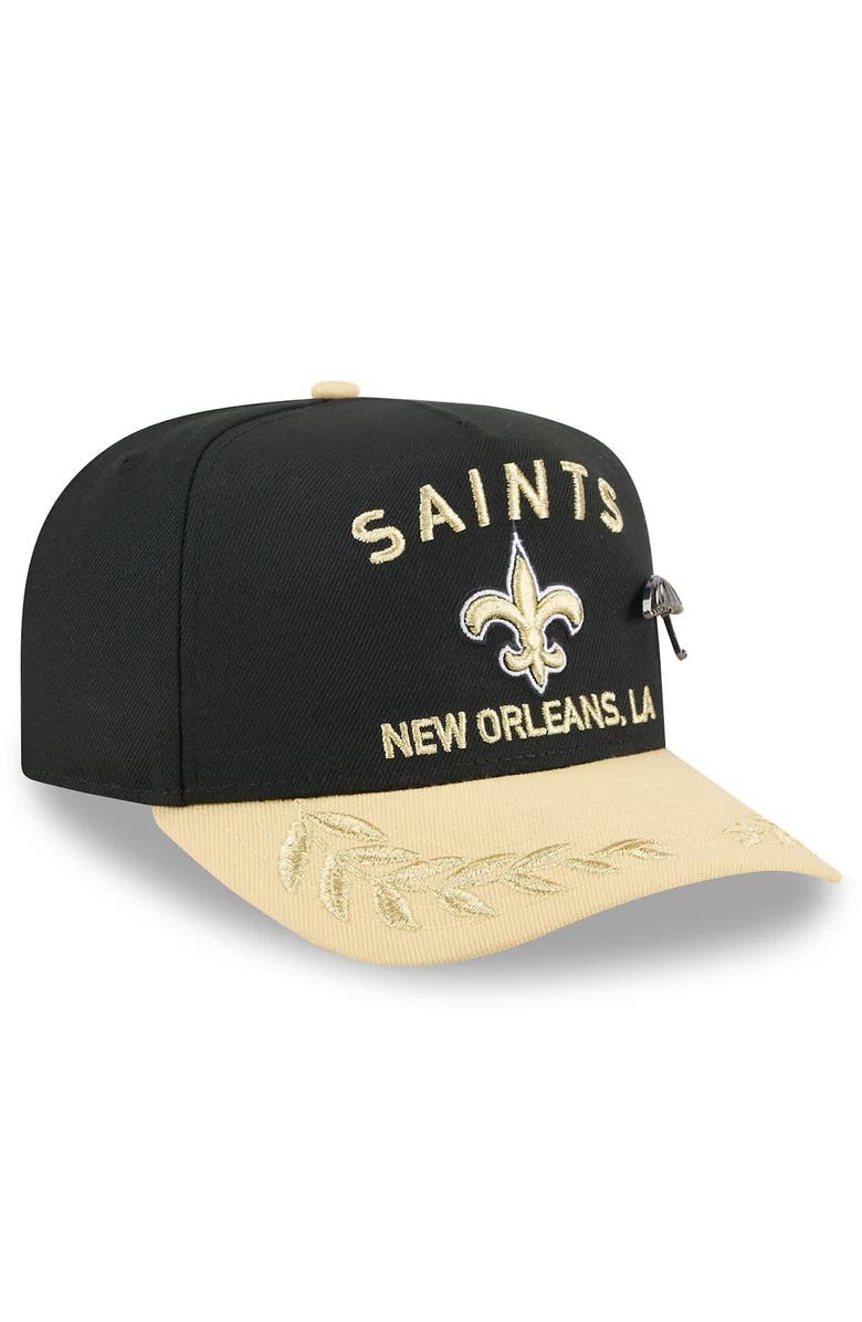 New Era Men's New Era Black/Gold New Orleans Saints 2025 NFL Draft On Stage A-Frame 59FIFTY Fitted Hat, Alternate, color, 