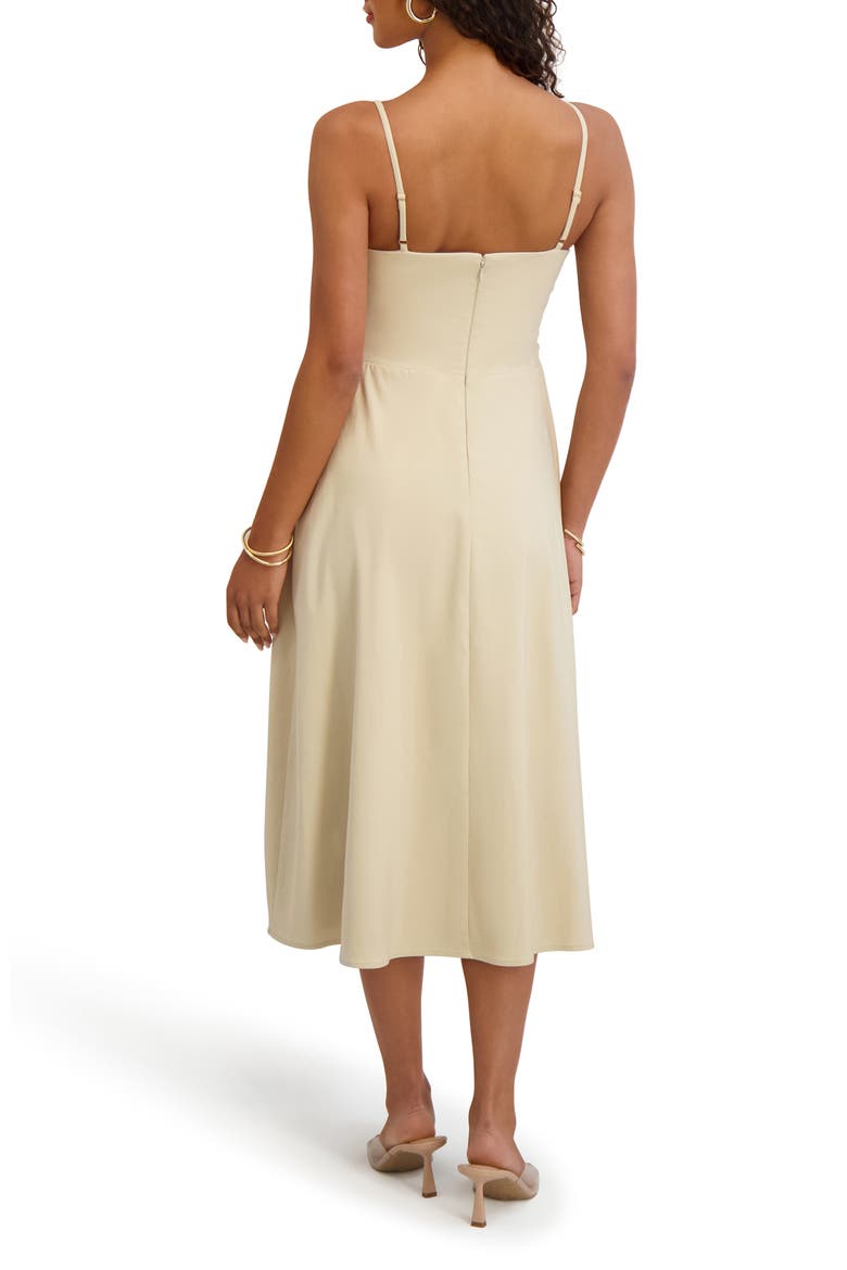 Corset Fit & Flare Midi Dress, Alternate, color, BONE