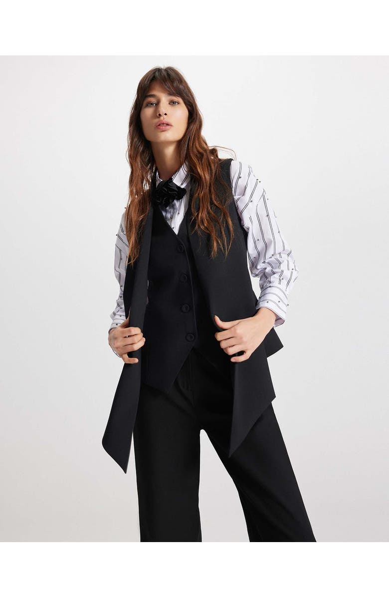 THEO The Label Daphne Tie Front Vest Jacket, Alternate, color, Black