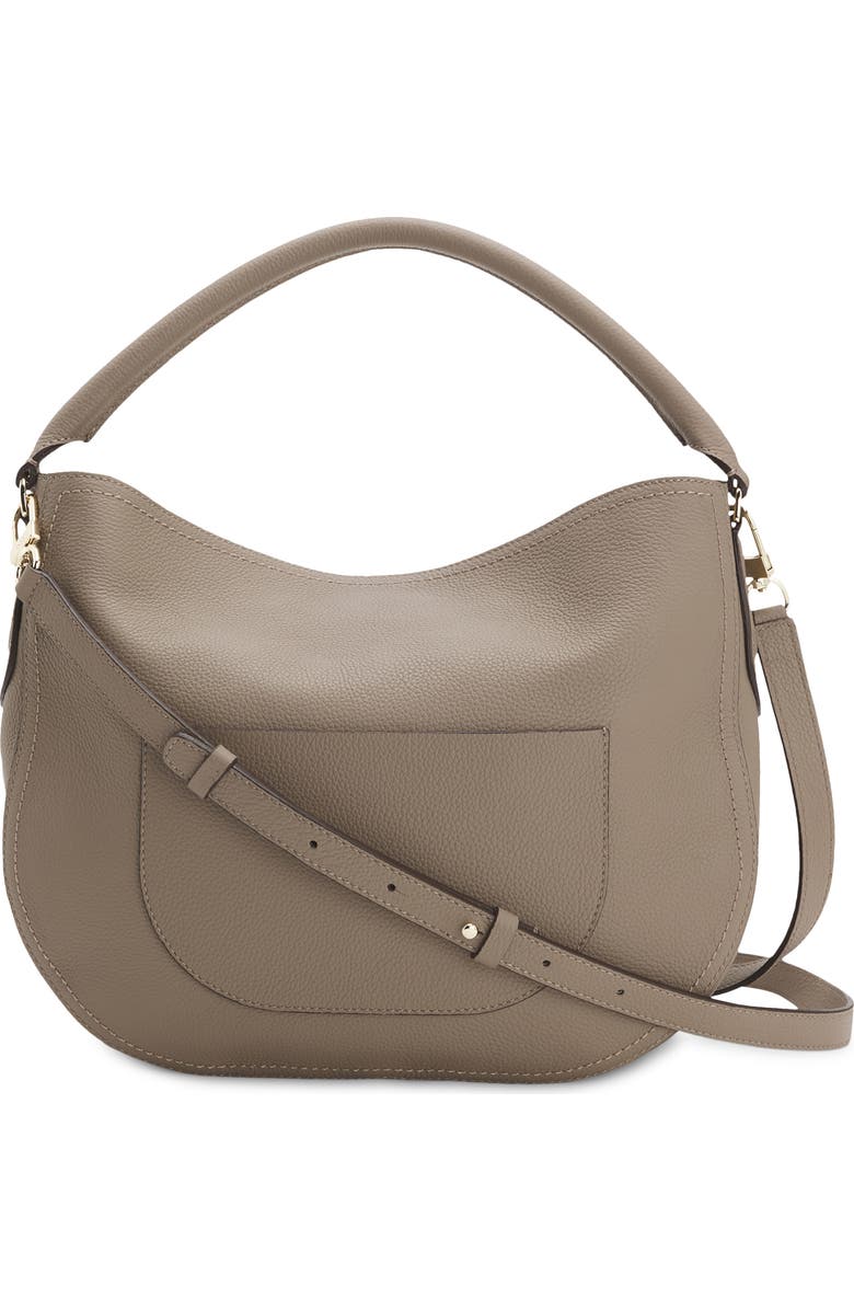 HUGO Lenah Leather Shoulder Bag, Alternate, color, Open Brown