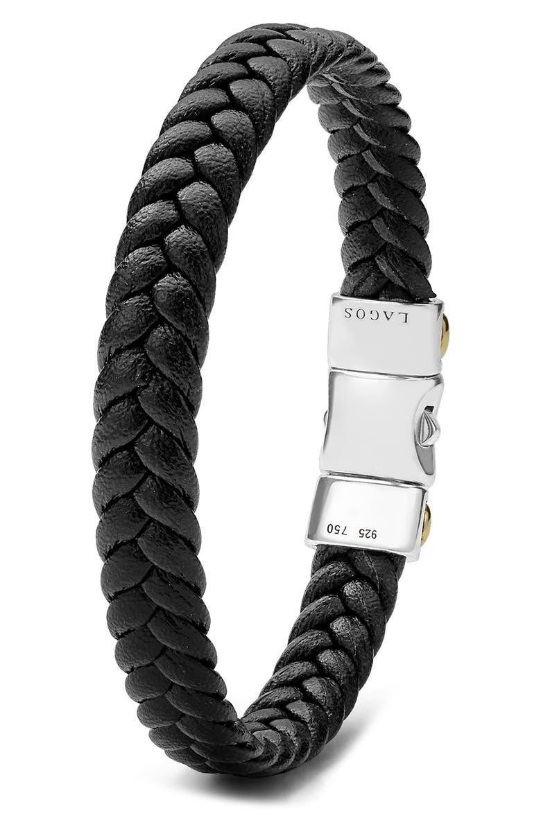 LAGOS Anthem Woven Leather Bracelet, Alternate, color, Silver