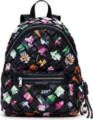 Desigual Mini Floral Woven Faux Leather Backpack