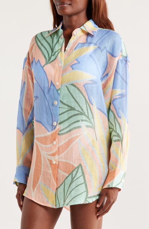 Vitamin A ® Playa Oversize Linen Cover-up Shirt In Multi