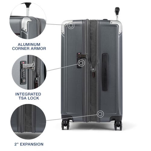 Travelpro Platinum Elite Hardside Expandable Checked- Medium 25-inch Spinner In Vintage Grey