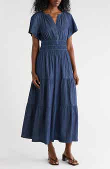 Tommy Hilfiger Chambray Short Sleeve Maxi Dress