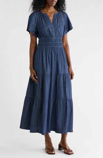Tommy Hilfiger Chambray Short Sleeve Maxi Dress