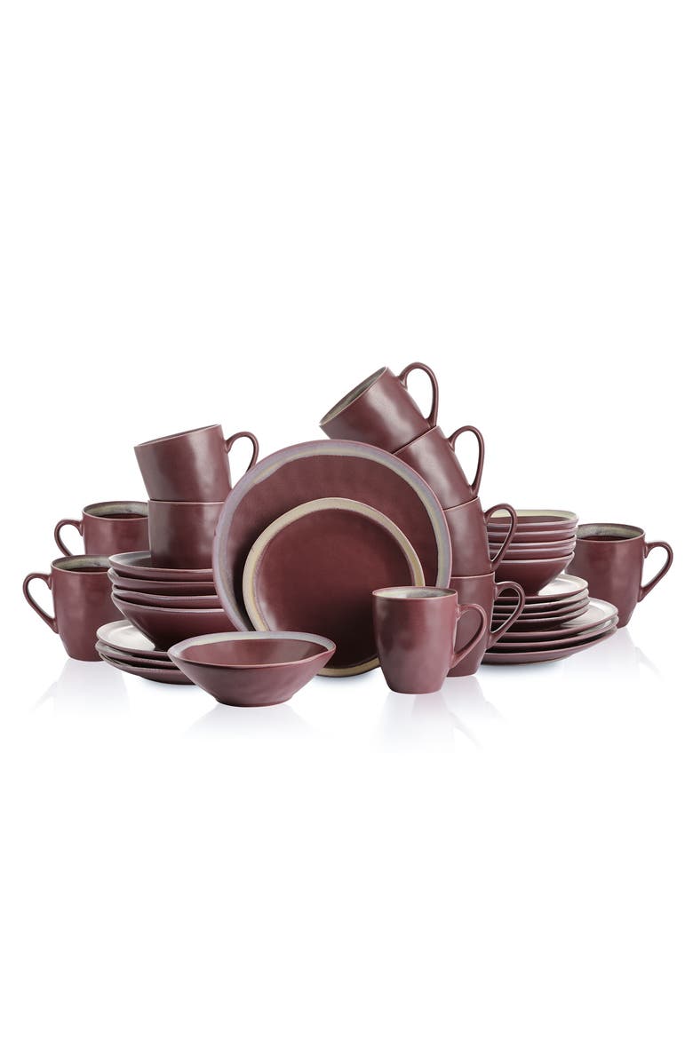 Serafina Stoneware 32-Piece Dinnerware Set, Main, color, Wine