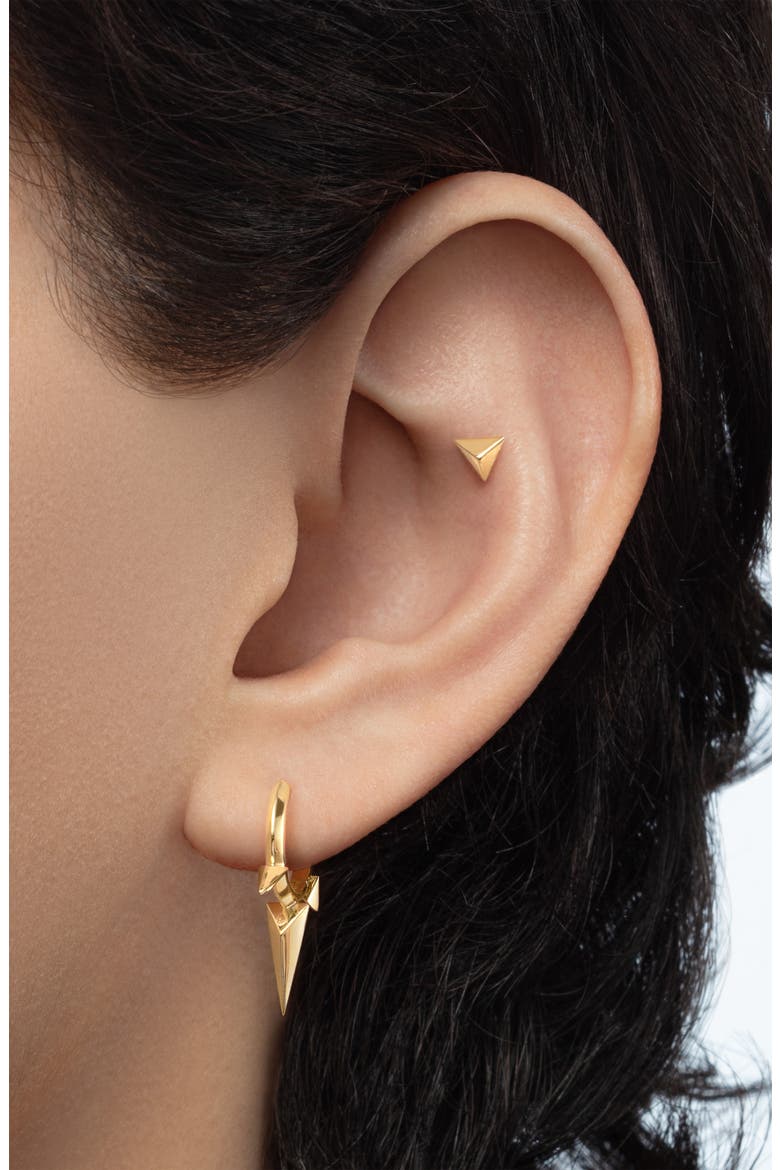 Triple Spike Single Hoop Earring, Alternate, color, WHITE GOLD