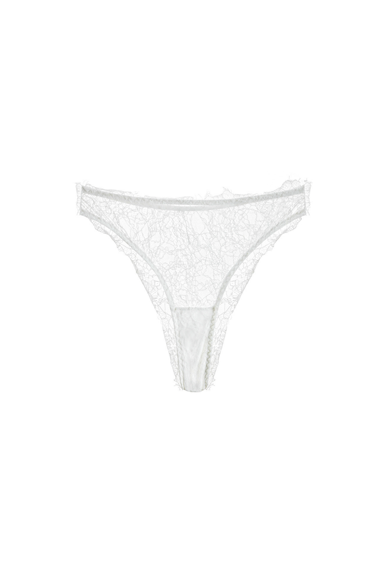 Lacy Panties - Lace Triangle Brazilian Panties, Alternate, color, White