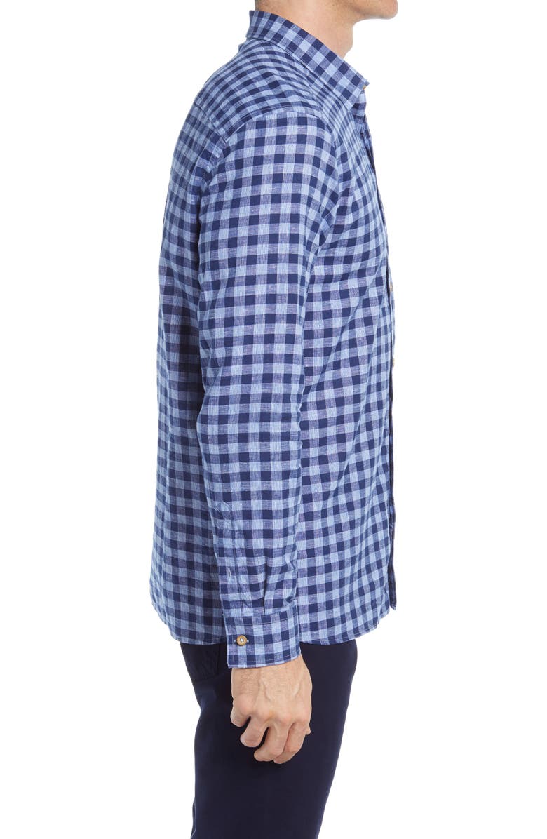 Johnston & Murphy Washed Linen & Cotton Button-Up Shirt, Alternate, color,