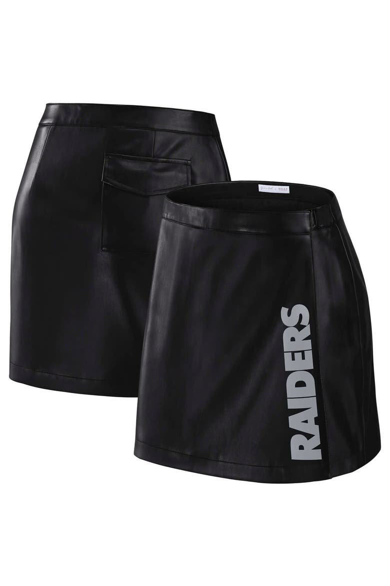 Women's WEAR by Erin Andrews x Gracie Hunt Black Las Vegas Raiders Wrap Skirt, Main, color, Black