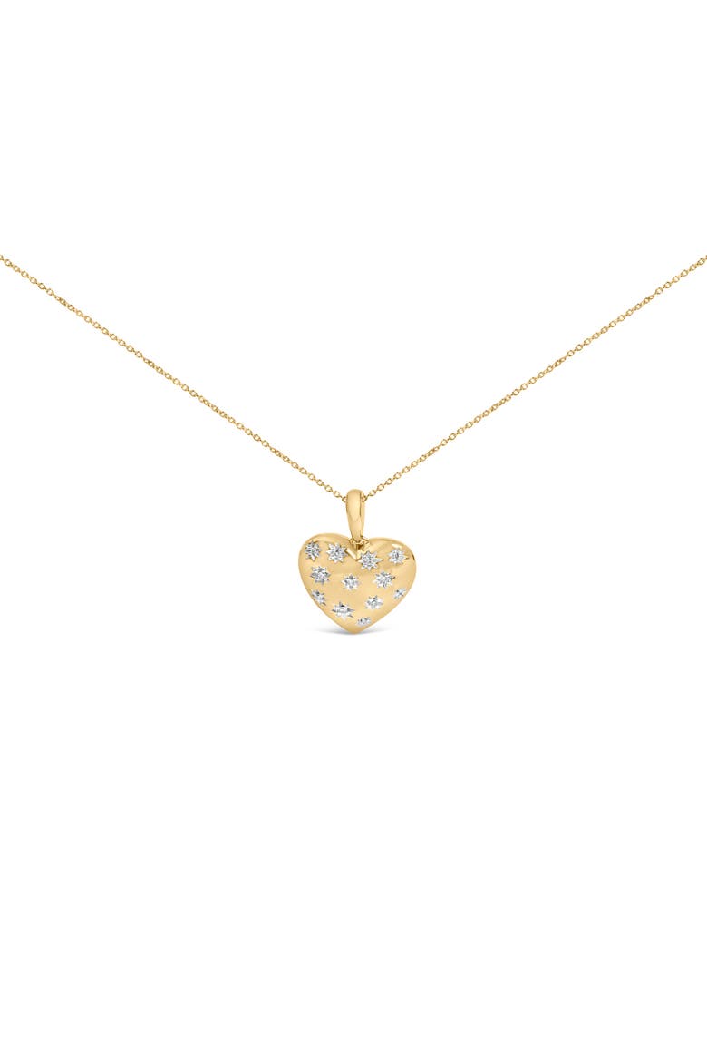 Gold Vermeil 1/10 Cttw Diamond Bold Heart Pendant Necklace, Main, color, Silver