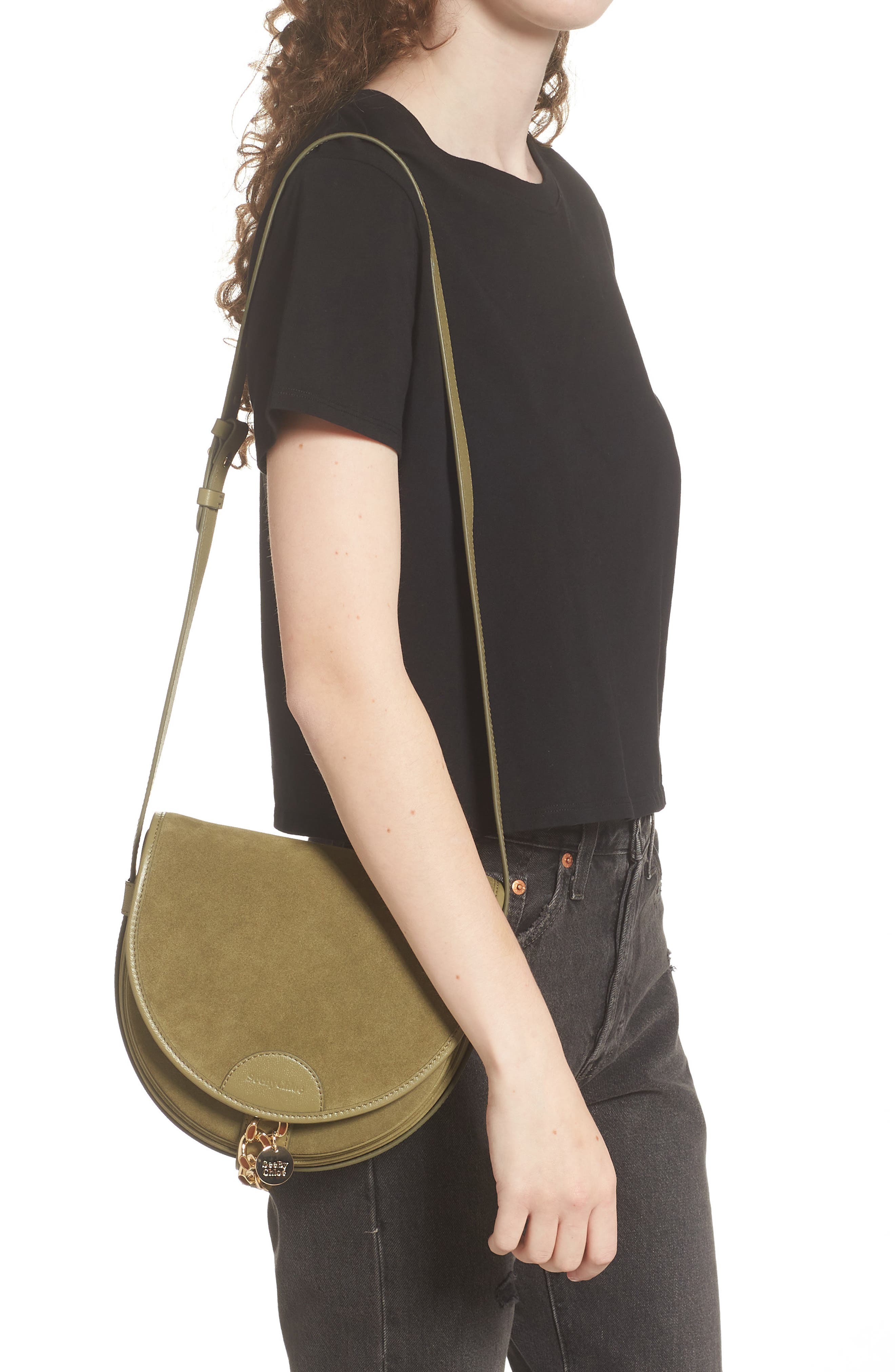 Mara Leather Saddle Bag, Alternate, color, ALOE GREEN