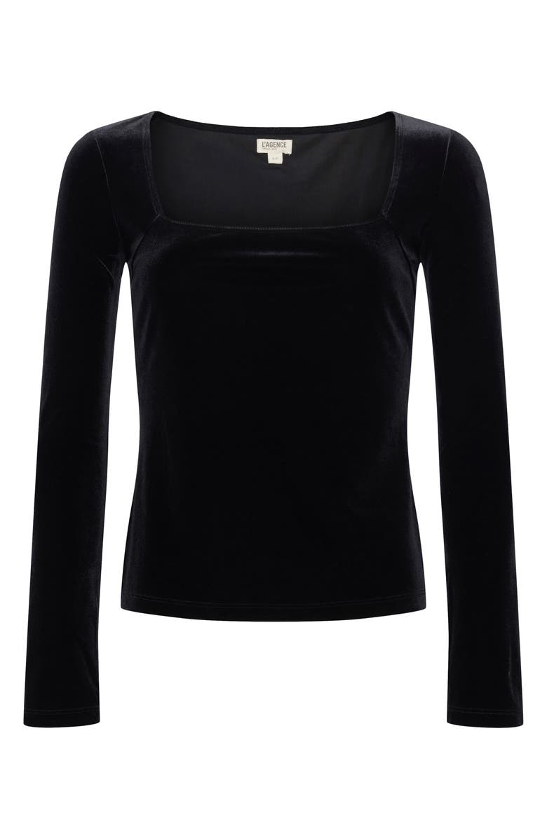 L'AGENCE Kinley Square Neck Stretch Velvet Top, Alternate, color,