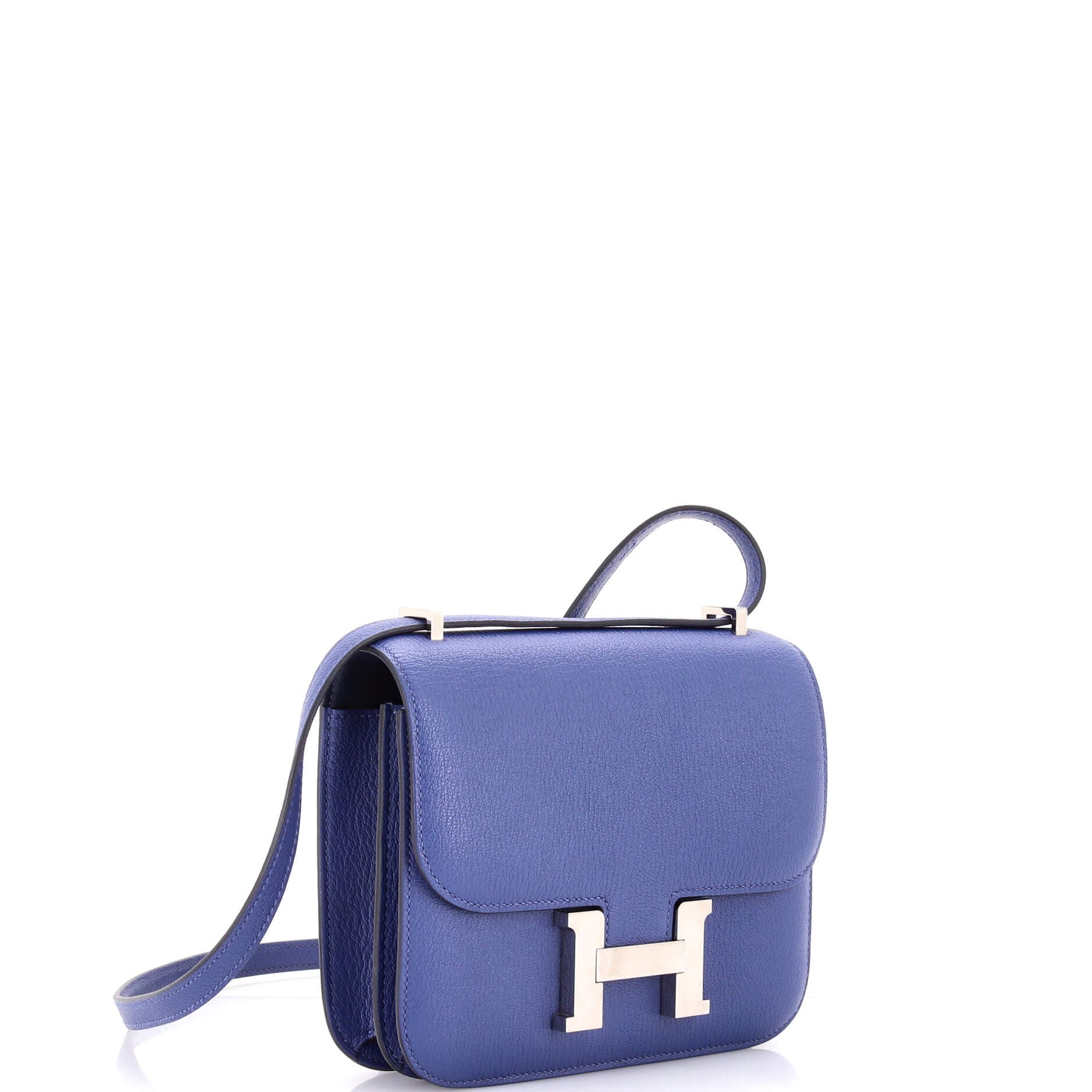Pre-Owned Hermes Constance Bag Verso Chevre Mysore 18, Alternate, color, Bleu Brighton/Bleu De Prusse
