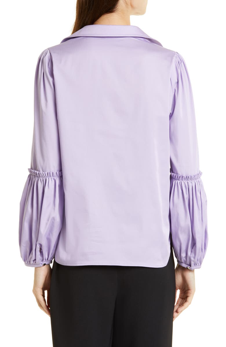 Misook Gathered Puff Cuff Cotton Blend Blouse, Alternate, color, 
