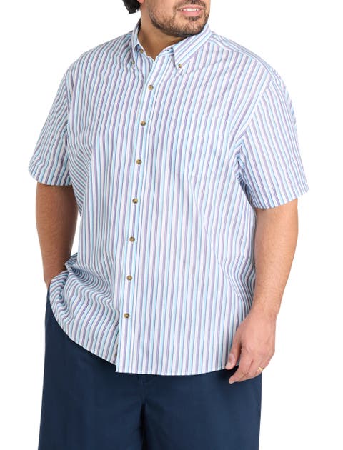 Big & Tall Easy-Care Striped Sport Shirt V2