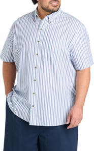Harbor Bay by DXL Big & Tall Easy-Care Striped Sport Shirt V2