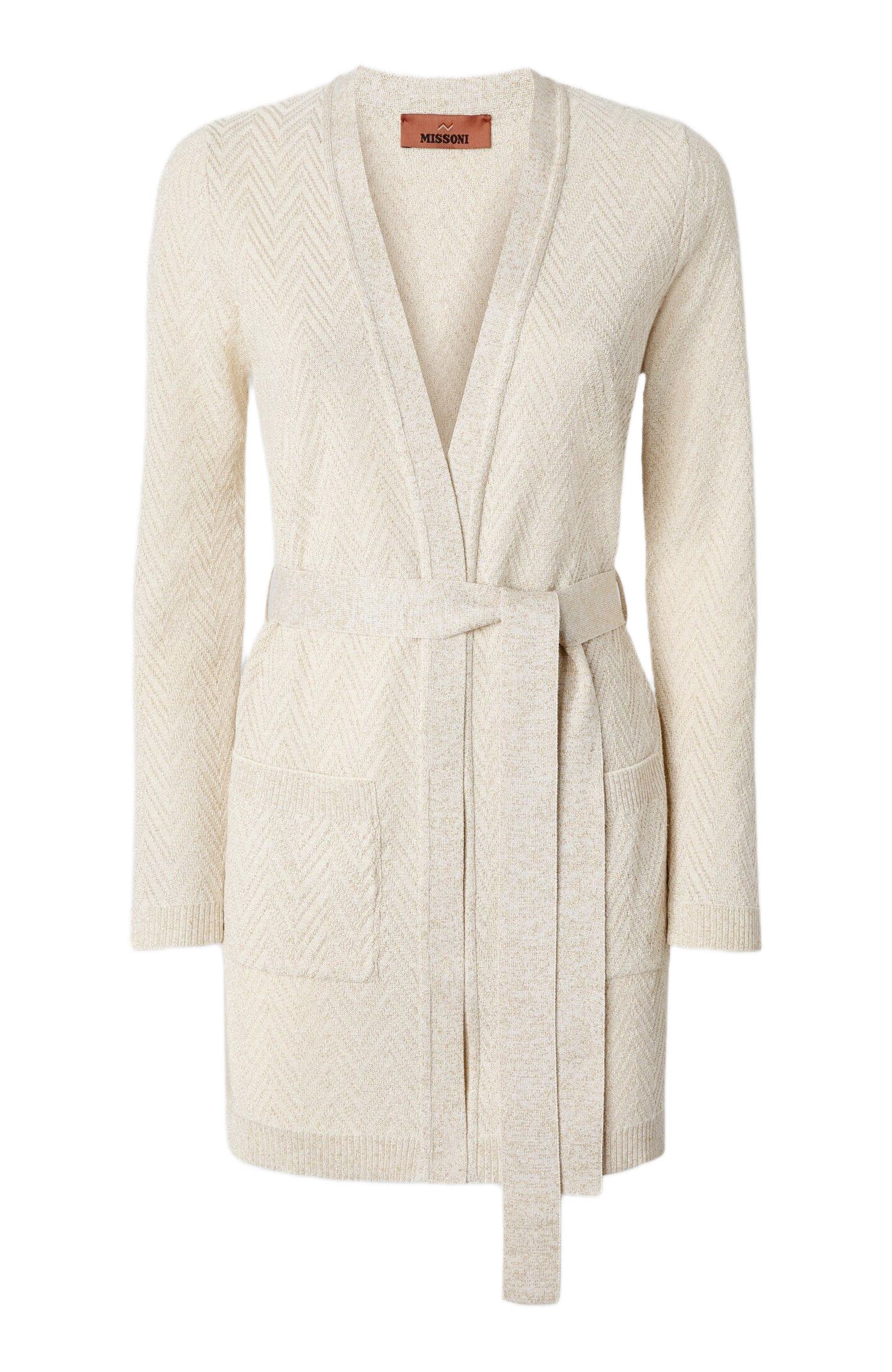 Chevron Pattern Belted Cardigan - image 2