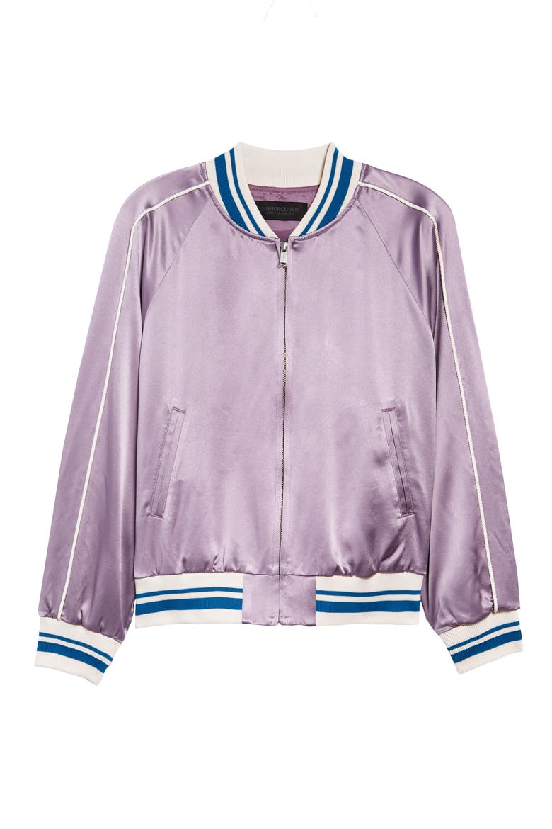 Bat Patch Silk Bomber Jacket, Main, color, LAVENDER