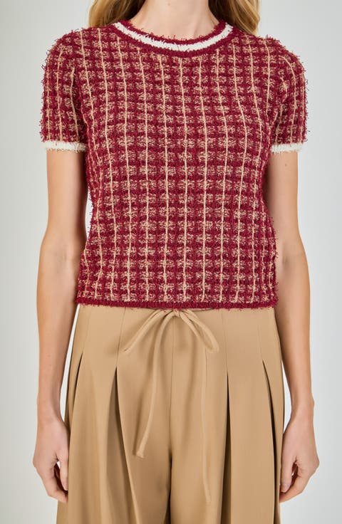 Check Tweed Sweater