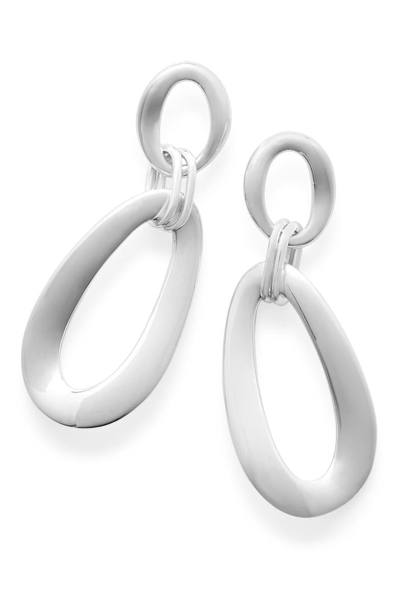 Classico Cherish Snowman Hoop Earrings, Main, color, SILVER