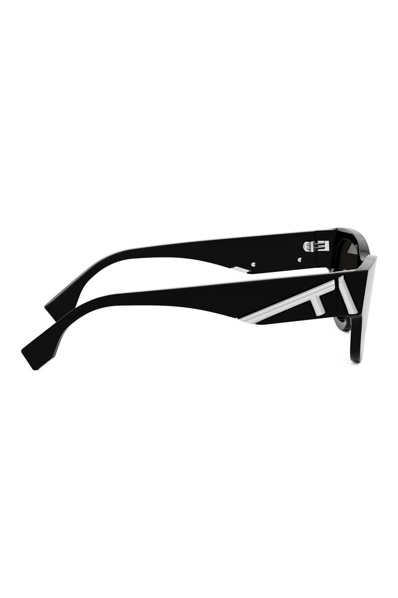 'Fendi First 53mm Cat Eye Sunglasses, Alternate, color, SHINY BLACK / SMOKE