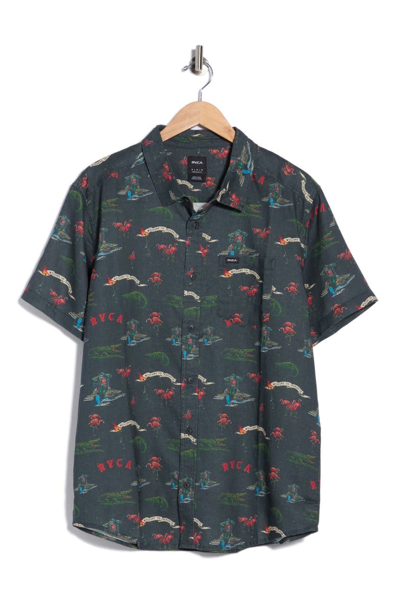 Reception Short Sleeve Linen Blend Shirt, Main, color, MULTI