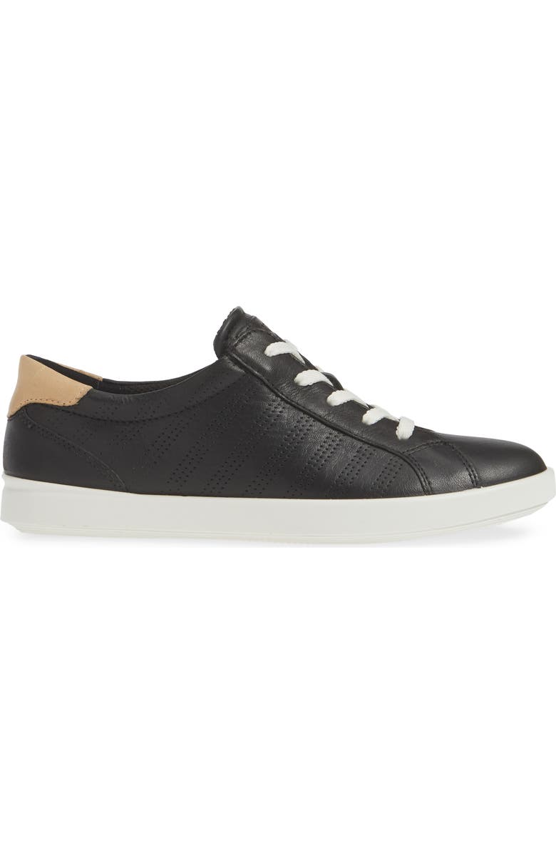 ECCO Leisure Tie Sneaker, Alternate, color, Black Leather