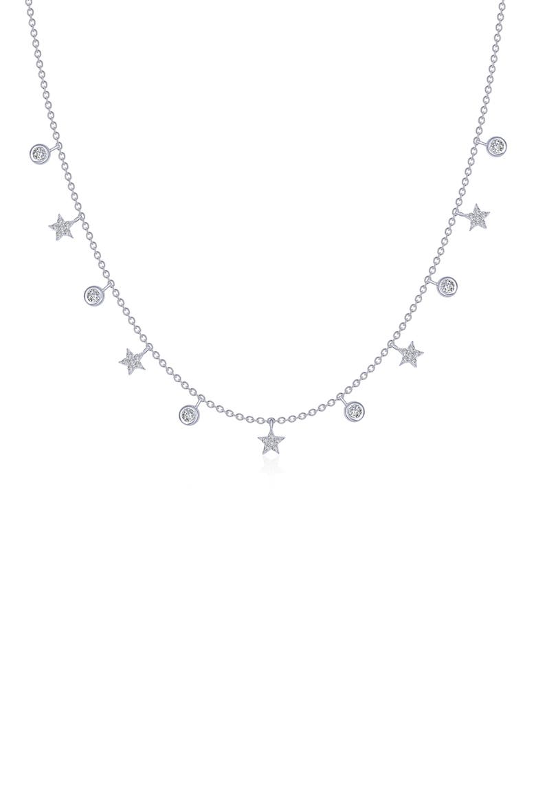 Starfall Simulated Diamond Station Necklace, Main, color, WHITE GOLD