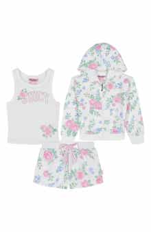 Juicy Couture Kids' Floral French Terry Hoodie, Tank & Shorts Set