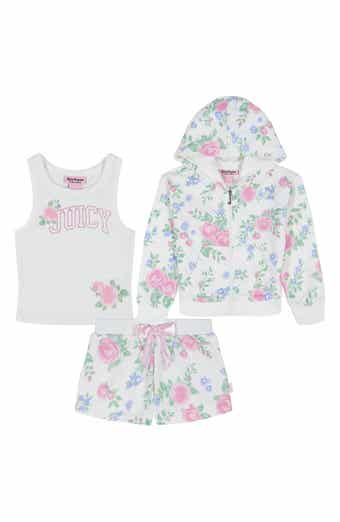 Juicy Couture Kids' Floral French Terry Hoodie, Tank & Shorts Set
