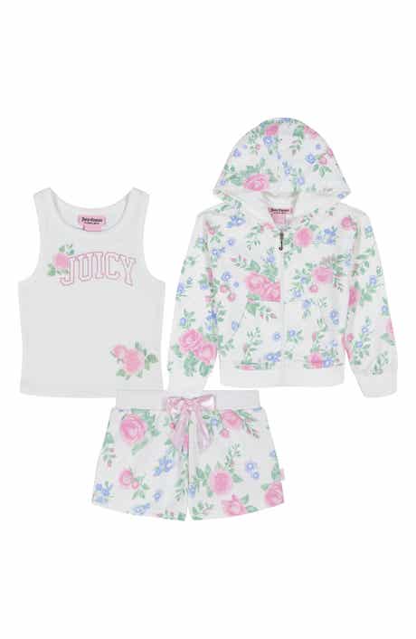 Juicy Couture Kids' Floral French Terry Hoodie, Tank & Shorts Set