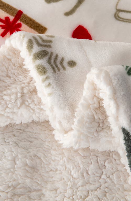 Woven & Weft Holiday Print Reversible Faux Shearling Throw Blanket