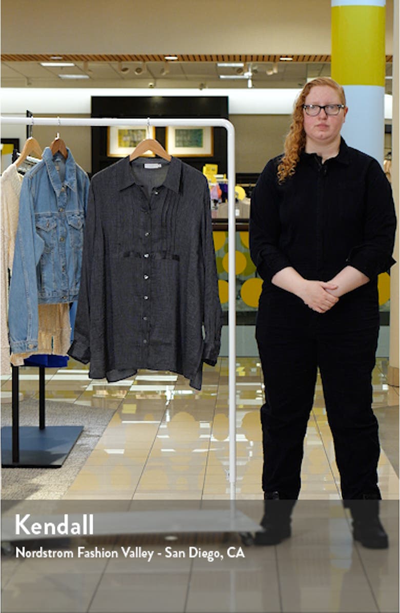 Drea Stripe Silk & Linen Button-Up Tunic Blouse, sales video thumbnail