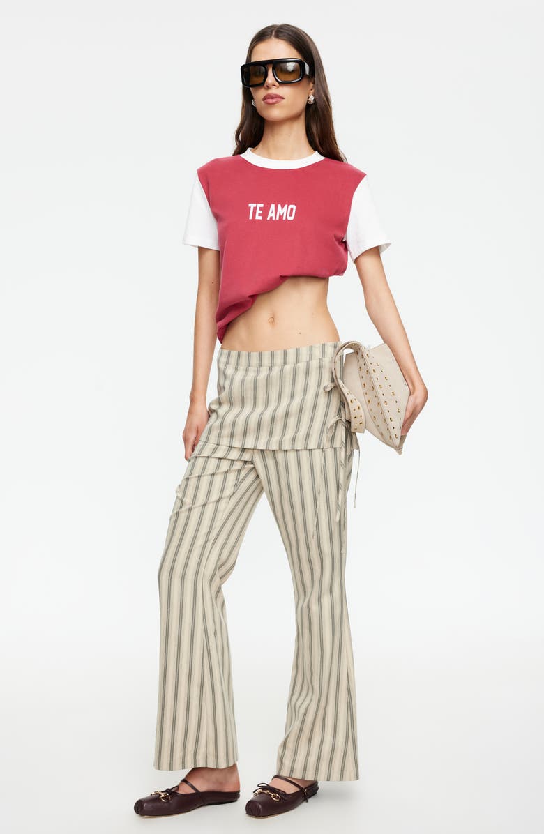 LIONESS Alpine Flare Pants, Alternate, color, Beige Stripe