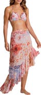 Cosita Linda Ruffle Print Cover-Up Midi Skirt