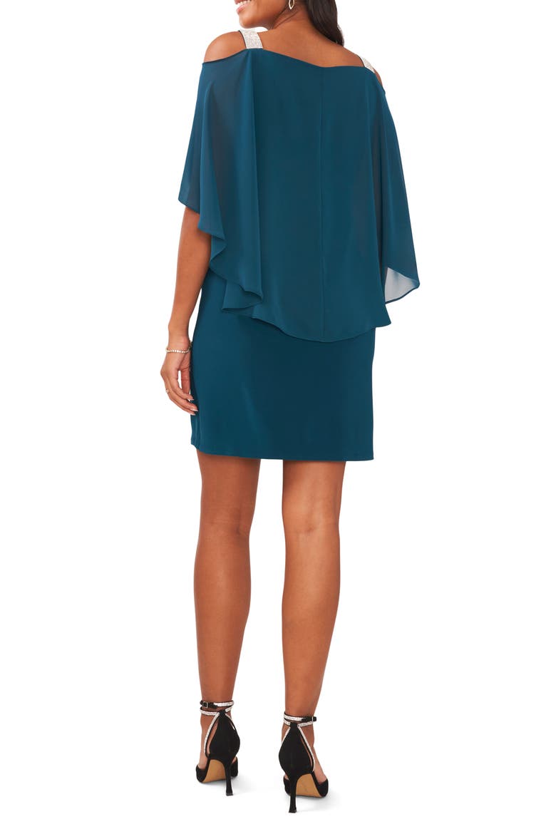 Cape Sleeve Cold Shoulder Sheath Dress, Alternate, color, NEO EMERALD