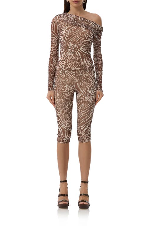 Afrm Gianna Capri Leggings In Taupe Animal