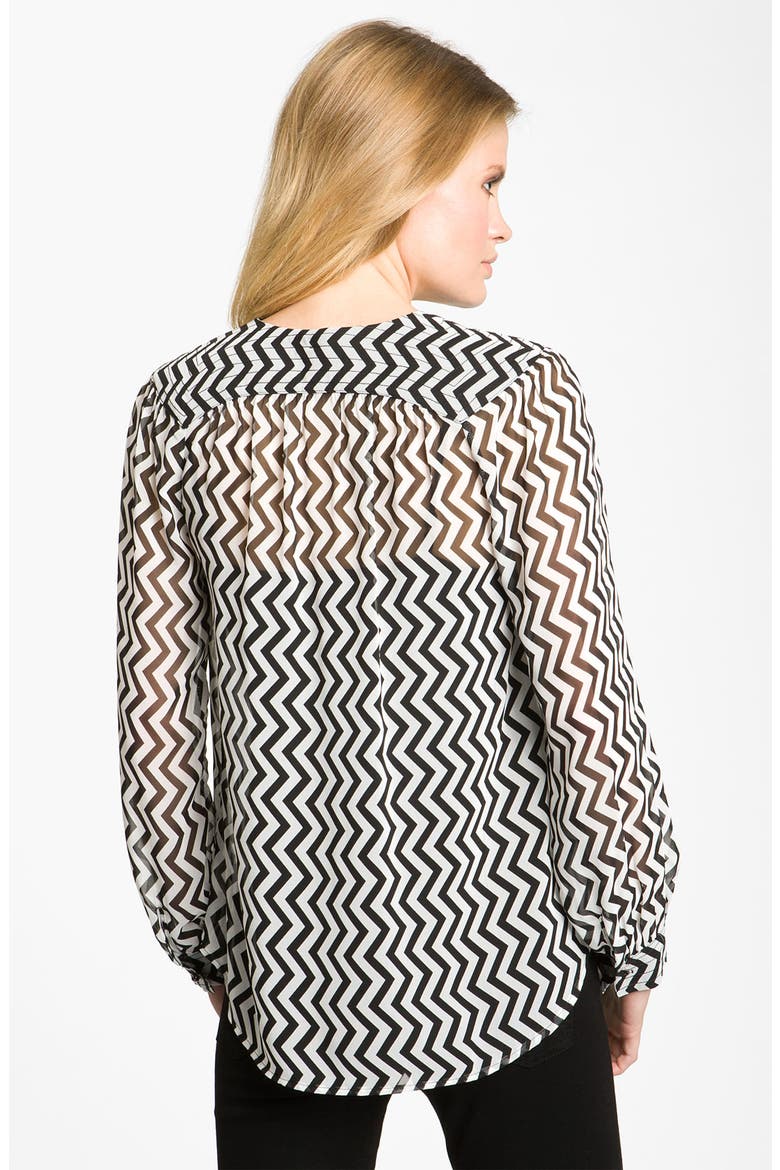 Sheer V-Neck Blouse (Nordstrom Exclusive), Alternate, color, CHEVRON
