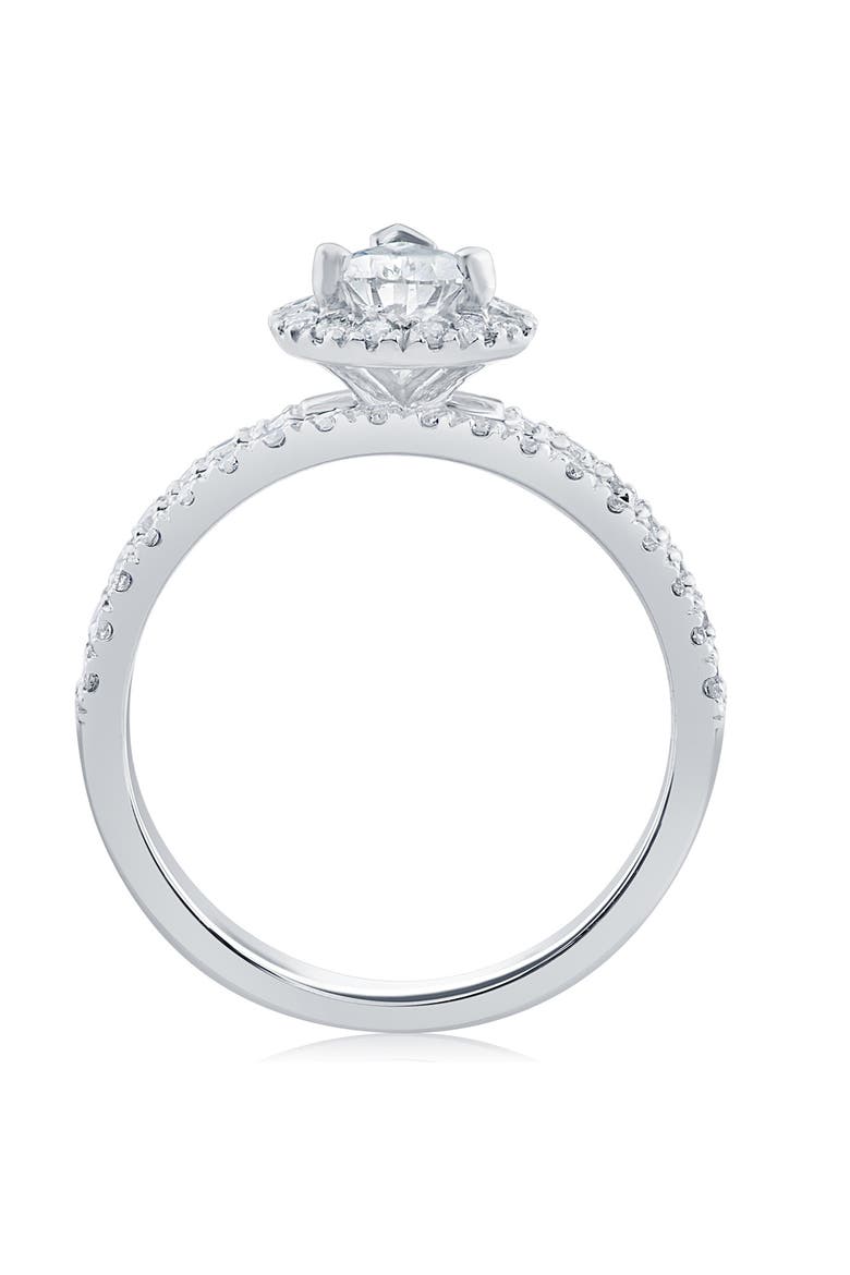 1 1/10ct Pear Halo Diamond Engagement Wedding Ring Set 14k Gold Lab Grown, Alternate, color, 14k White Gold