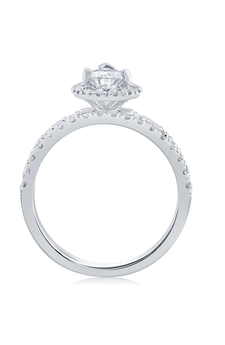 Bliss Diamond 1 1/10ct Pear Halo Diamond Engagement Wedding Ring Set 14k Gold Lab Grown, Alternate, color, 14K White Gold