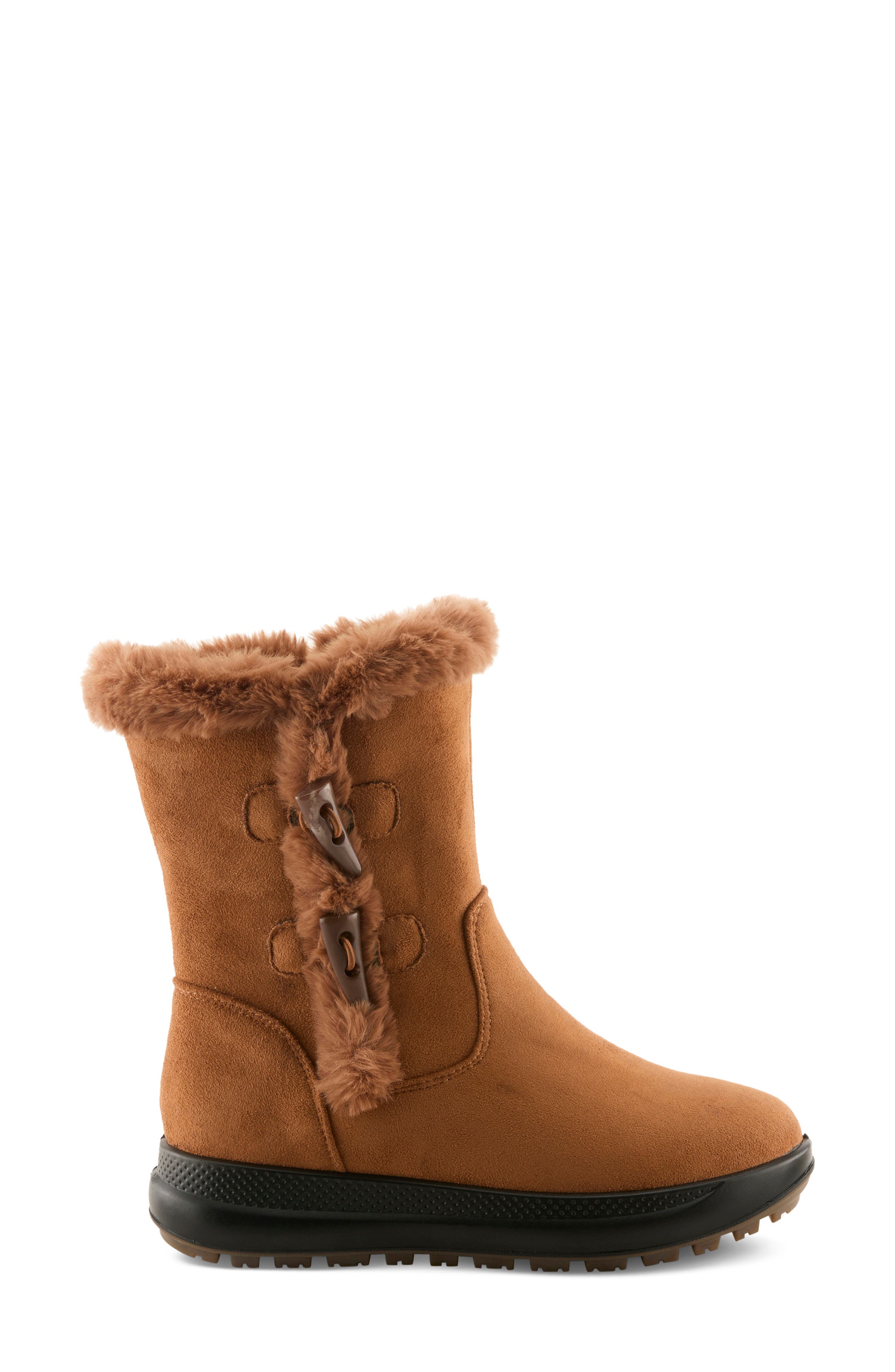 Galoshe Water Resistant Faux Fur Bootie, Alternate, color, CAMEL