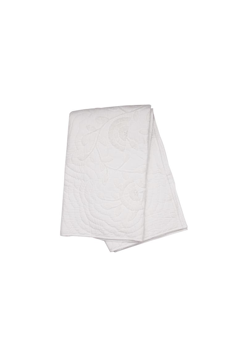 Runa Botanical White Throw Blanket for Bed or Couch Accent Décor, Main, color, White