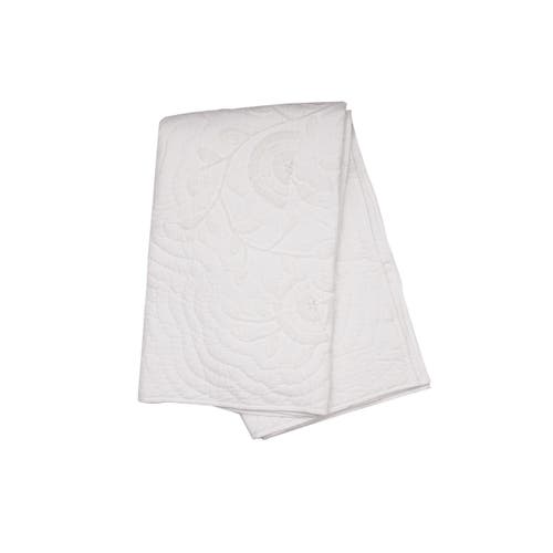 Carol & Frank Runa Botanical White Throw Blanket For Bed Or Couch Accent Décor In White